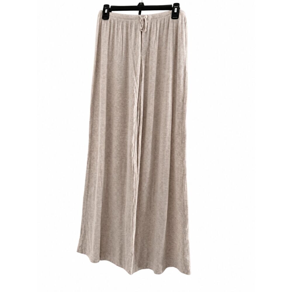 Auden Women’s Small Oatmeal Ribbed Wide Leg Lounge Pajama Pants